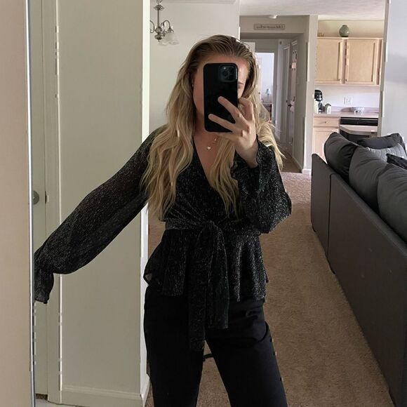 Lush Tops - LUSH Black and Silver Blouse 